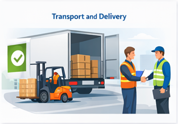 Transportabwicklung und Lieferung Bestätigung der Verladung, des Transports und der erfolgreichen Zustellung der Fracht